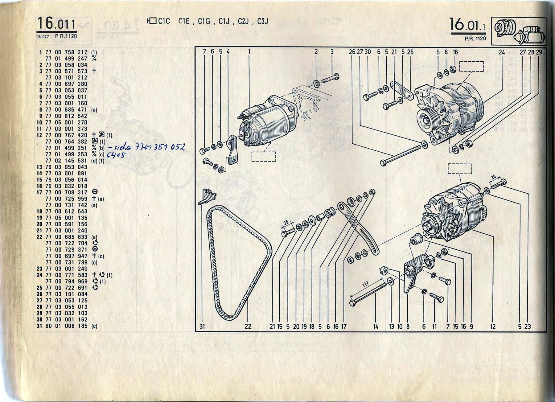 Parts catalogue page 16.01
